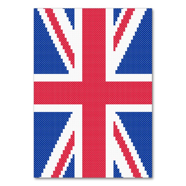 Original cross-stitch design Union Jack Table Number (Front)