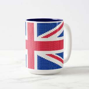 Original cross-stitch design Union Jack Two-Tone Coffee Mug