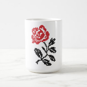 Original cross-stitch flower design   Red rose Coffee Mug
