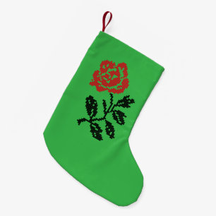 Original cross-stitch flower design Red rose Small Christmas Stocking