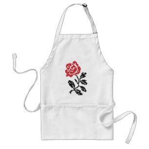 Original cross-stitch flower design Red rose Standard Apron