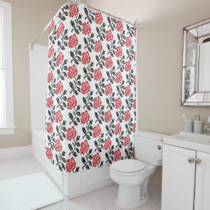 Original cross-stitch flower design Rose pattern Shower Curtain