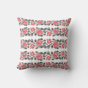 Original cross-stitch red rose flowers pattern cushion