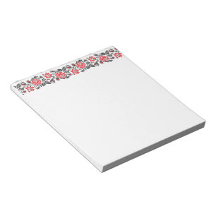 Original cross-stitch red rose flowers pattern notepad
