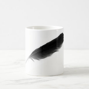 Original cute black feather on a white background coffee mug