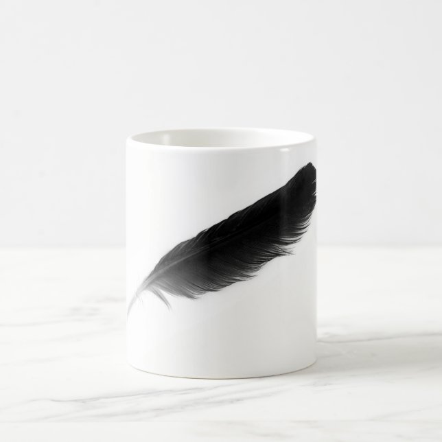 Original cute black feather on a white background coffee mug (Center)