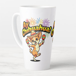 Original Cute Chihuahua Fiesta Sombrero Maracas Latte Mug