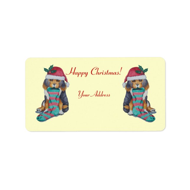 original cute christmas puppy dog customisable label (Front)