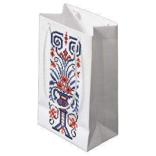 Original Cute Folklore stitch floral flower design Small Gift Bag