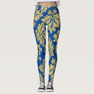 Original cute Golden flowers celebration pattern  Leggings