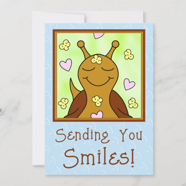 (Original) Cute Snail Sending Smiles | Greeting Card (Front)