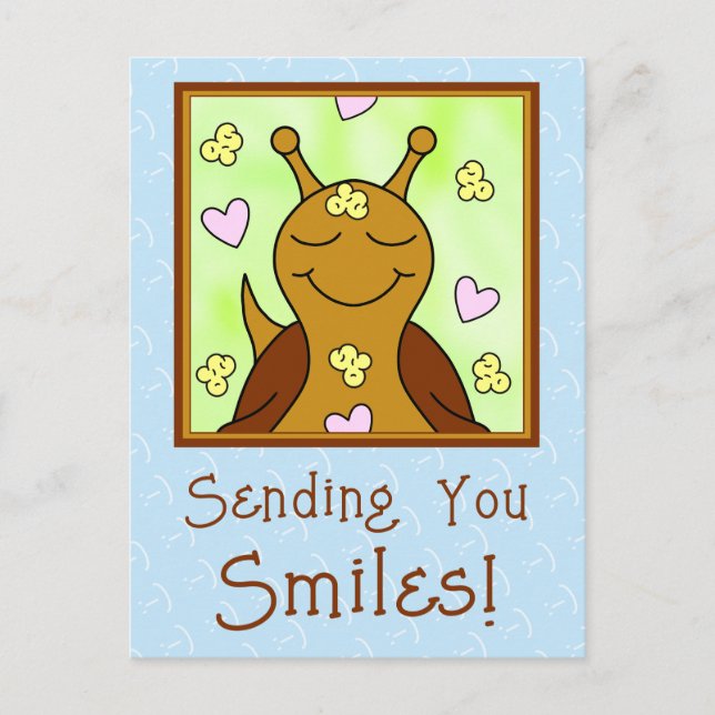(Original) Cute Snail Sending Smiles | Postcard (Front)