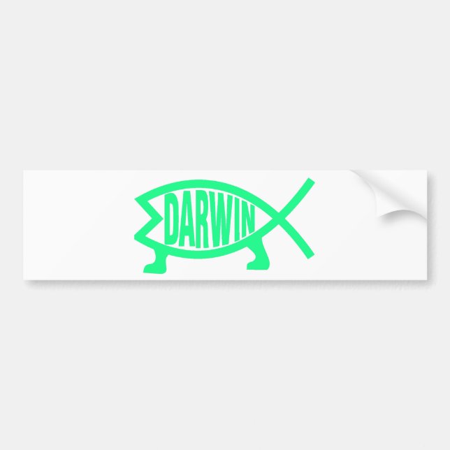 Original Darwin Fish (Seafoam) Bumper Sticker (Front)