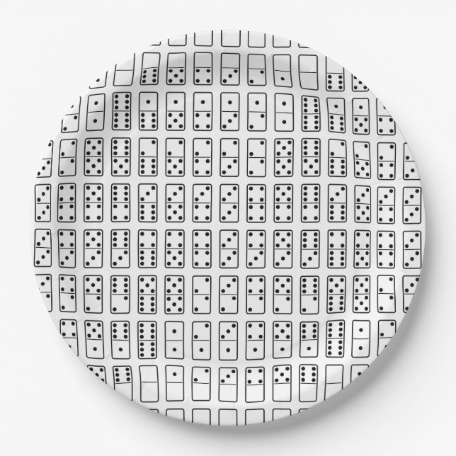 Original design black and white Domino symbols Paper Plate (Front)