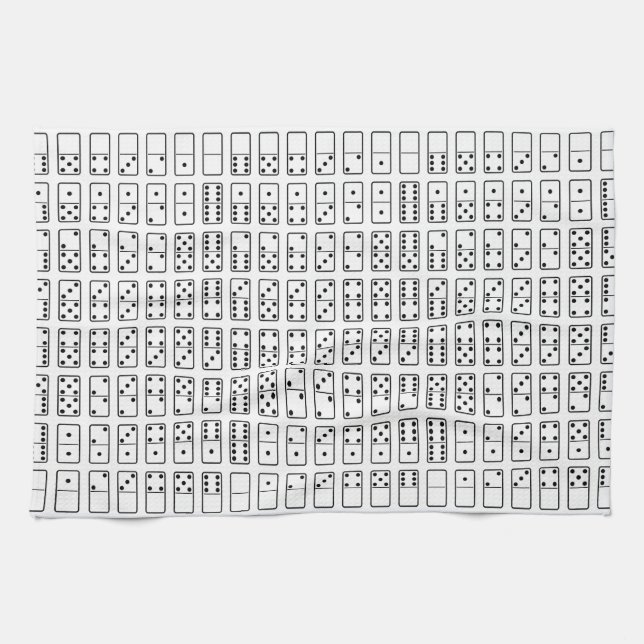 Original design black and white Domino symbols Tea Towel (Horizontal)