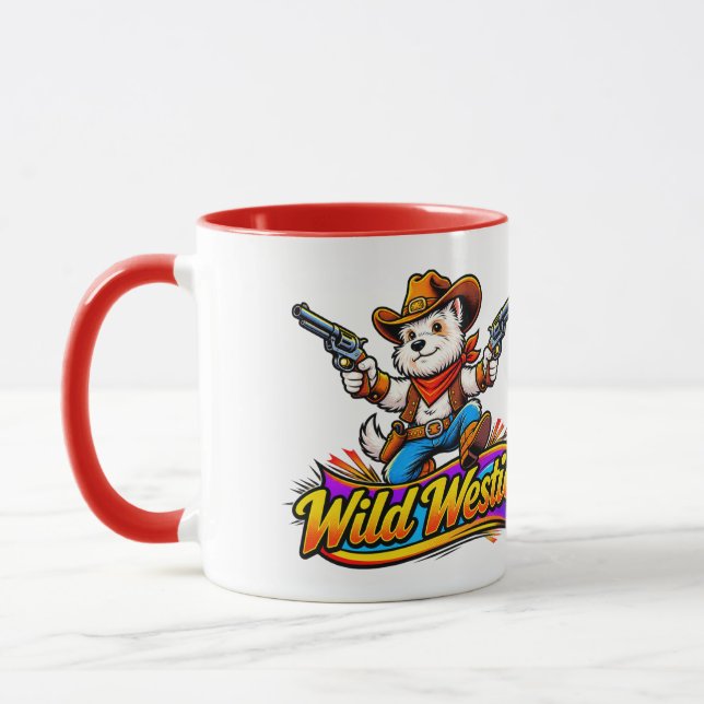 Original Design Cute Westie Cowboy Dog  Mug (Left)