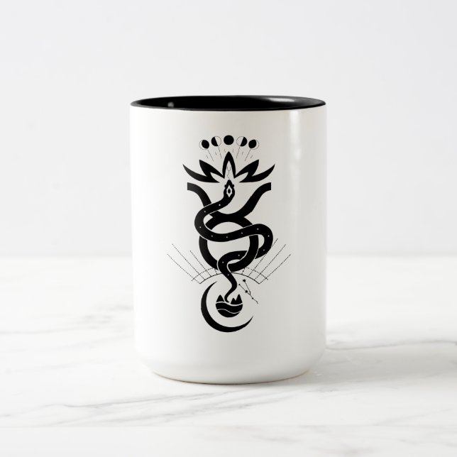 Original design for 2025 Snake printing, Taurus  Two-Tone Coffee Mug (Center)