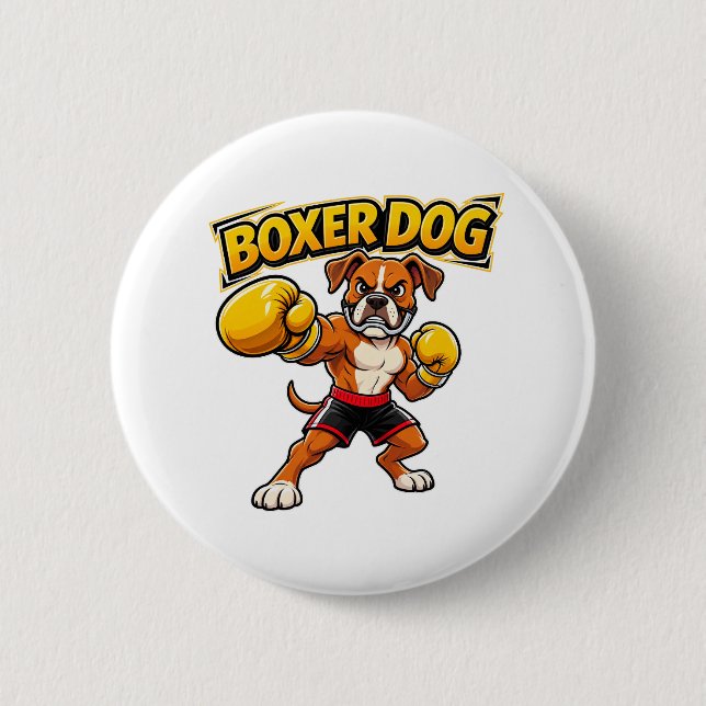 Original Design Funny Boxing Boxer Dog 6 Cm Round Badge (Front)