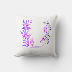Original design of purple flowers and branches cushion