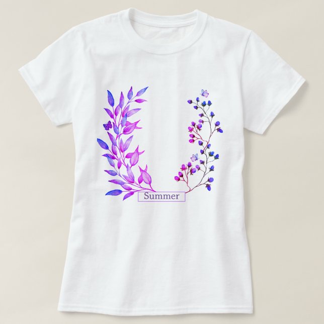 Original design of purple flowers and branches T-Shirt (Design Front)