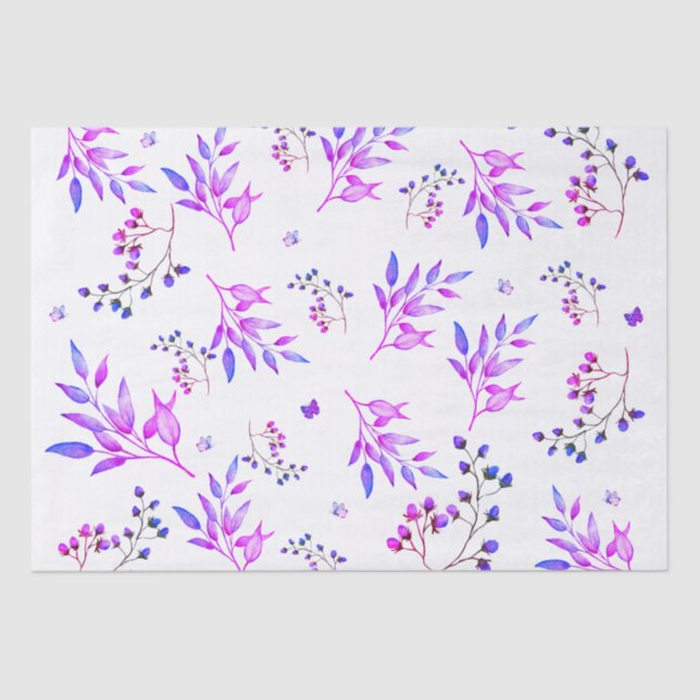 Original design of purple flowers and branches tissue paper (Front)