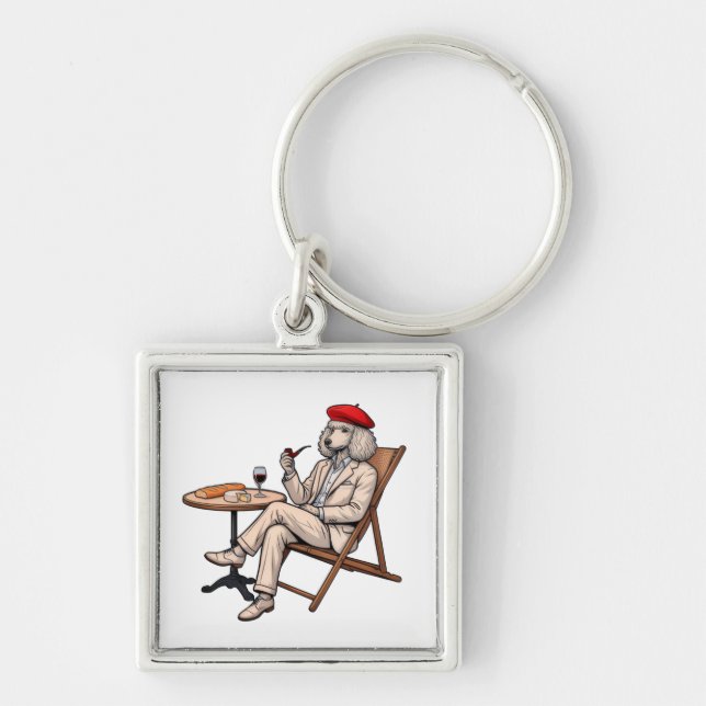 Original Design Sophisticate French Poodle  Key Ring (Front)