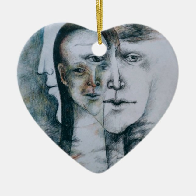 Original digital fine art surrealism  ceramic tree decoration (Front)