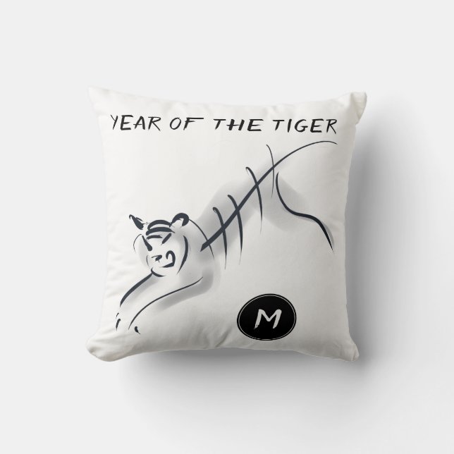 Original Drawing5 Chinese Tiger Year Monogram SqP Cushion (Front)