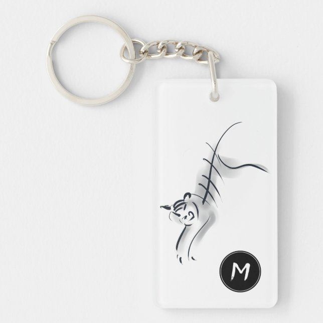 Original Drawing5 Chinese Tiger Year Name Birthday Key Ring (Front)