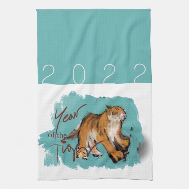Original Drawing Chinese Tiger Year Birthday KT03 Tea Towel (Vertical)