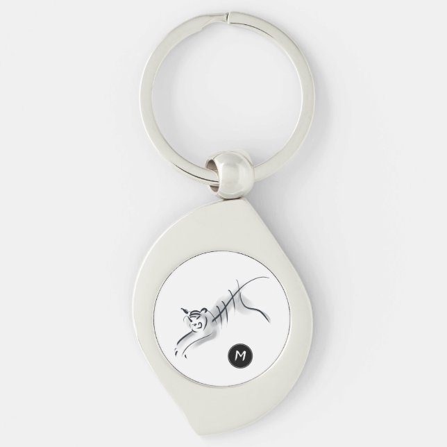 Original Drawing Chinese Tiger Year Name Birthday Key Ring (Front)