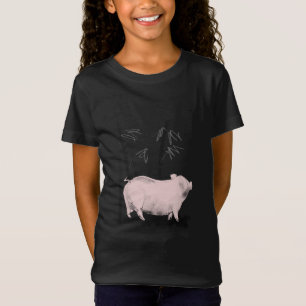Original Drawing Pig and Bamboos Girl Shirt
