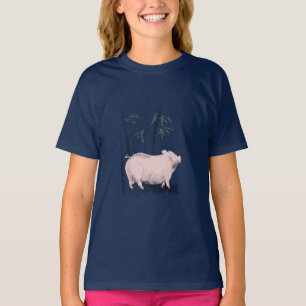 Original Drawing Pig and Bamboos Girl Shirt