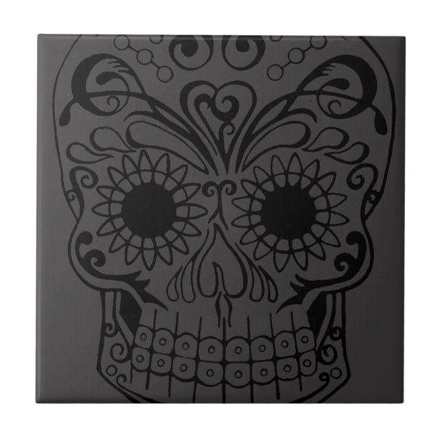 Original Drawn By Artist Sugar Skull Tile (Front)