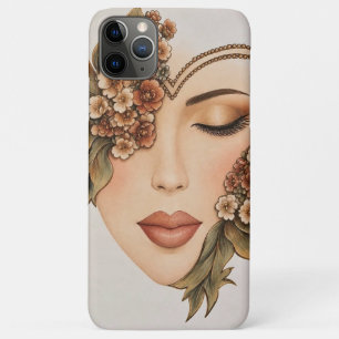 Original Earthy Floral Woman Portrait Art Print iPhone 11 Pro Max Case