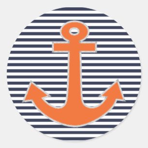 Original Embroidery Anchor Captain Nautical Classic Round Sticker