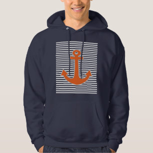 Original Embroidery Anchor Captain Nautical Hoodie