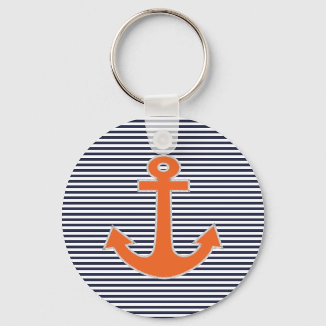 Original Embroidery Anchor Captain Nautical Key Ring (Front)
