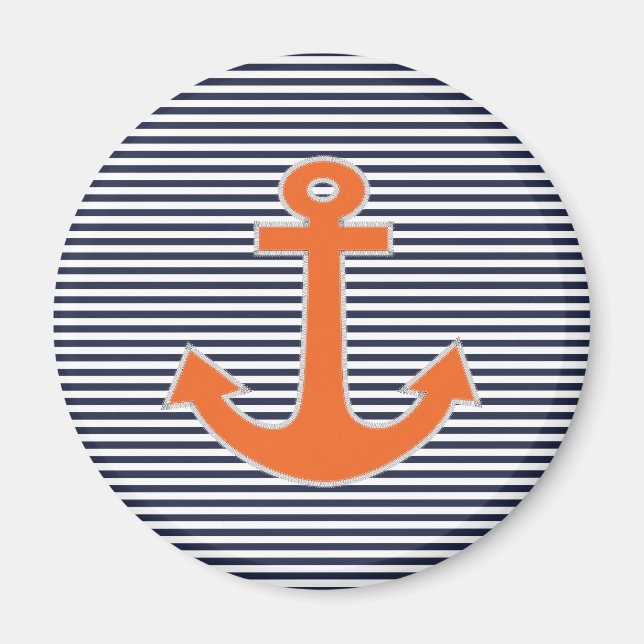 Original Embroidery Anchor Captain Nautical Magnet (Front)