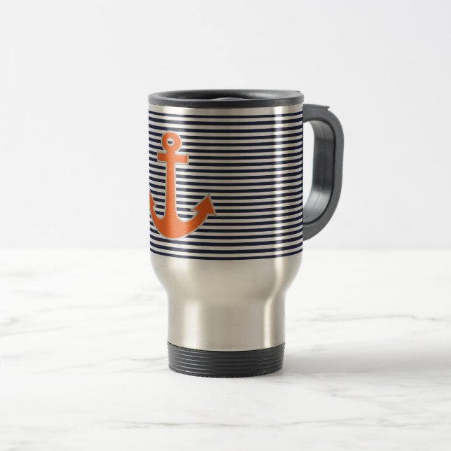 Original Embroidery Anchor Captain Nautical Travel Mug (Front Right)