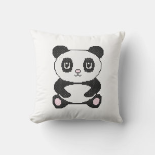 Original embroidery cross-stitch cartoon toy panda cushion