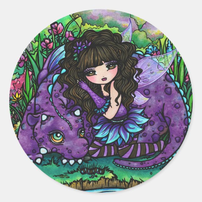 Original Fairy & Dragon Fantasy Art Stickers (Front)