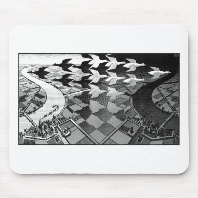 Original famous draw "day and night" mouse mat (Front)