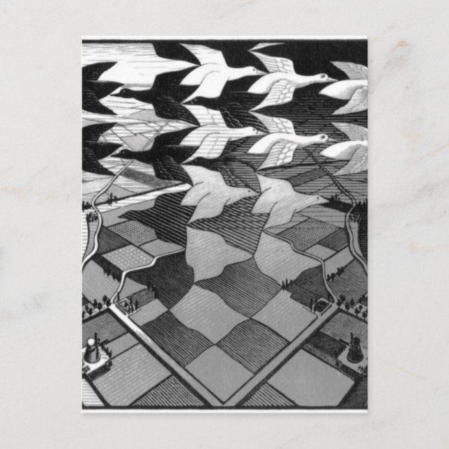 Original famous draw "day and night" postcard (Front)