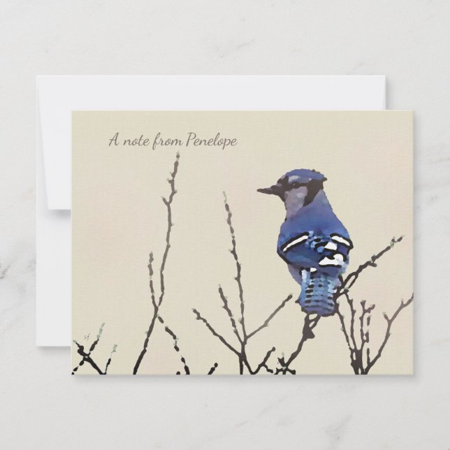 Original Fine Art Blue Jay for Bird Lovers  Card (Front)