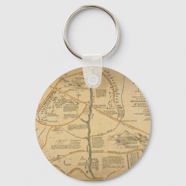 ORIGINAL First Battle of Bull Run Civil War Map Key Ring (Front)