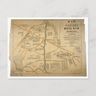 ORIGINAL First Battle of Bull Run Civil War Map Postcard