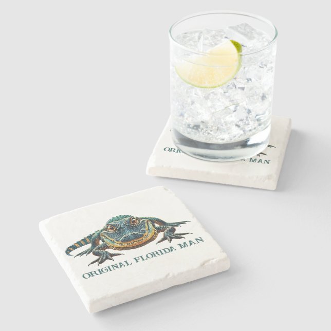Original Florida Man with Alligator Stone Coaster (Side)