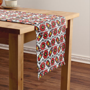 Original Folklore Art cross-stitch floral flower Short Table Runner