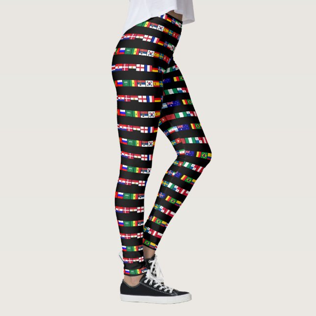 Original FOOTBALL SOCCER TEAM FLAGS 2018 pattern Leggings (Right)